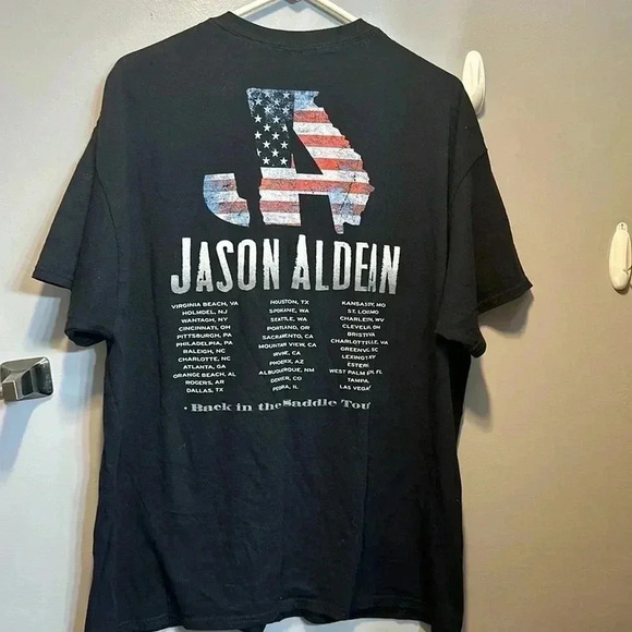jason aldean back in the saddle tour USA tour black tshirt XL short sleeve - Picture 1 of 3